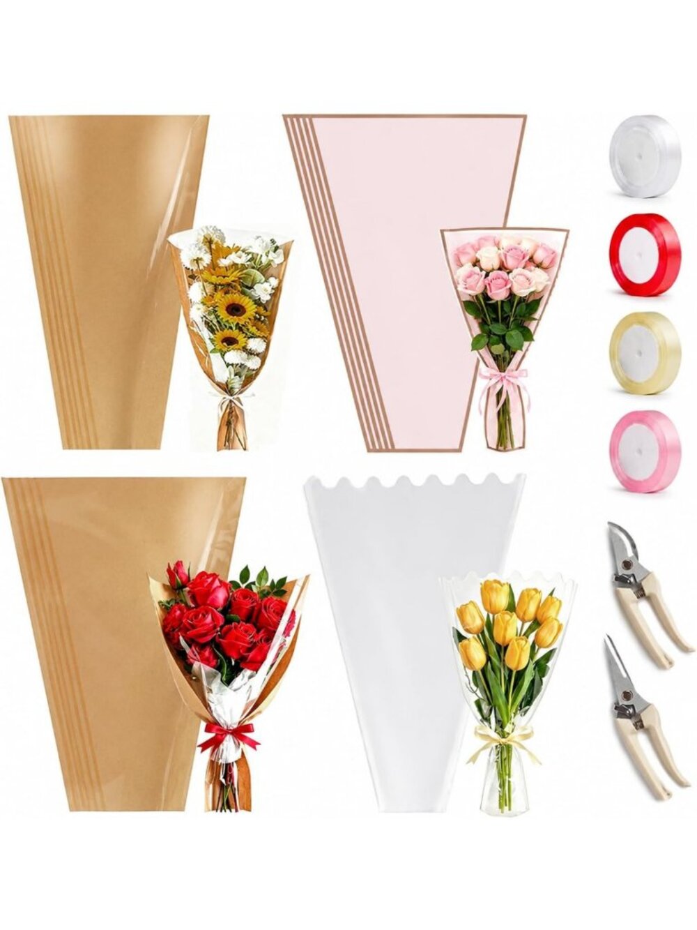 200PCS Flower Wrapping Bags for Bouquets - Perfect Floral Bar Supplies